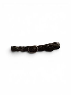 GAP Braided Dark Brown Leather Belt with Round Buckle